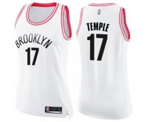 Women\'s Brooklyn Nets #17 Garrett Temple Swingman White Pink Fashion Basketball Jersey