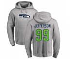 Seattle Seahawks #99 Quinton Jefferson Ash Name & Number Logo Pullover Hoodie