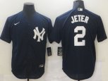 New York Yankees #2 Derek Jeter Authentic Navy Blue Nike MLB Jersey