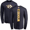 Nashville Predators #14 Mattias Ekholm Navy Blue Backer Long Sleeve T-Shirt