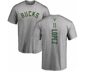 Milwaukee Bucks #11 Brook Lopez Ash Backer T-Shirt