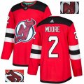 New Jersey Devils #2 John Moore Authentic Red Fashion Gold NHL Jersey