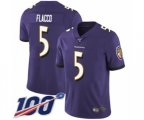 Baltimore Ravens #5 Joe Flacco Purple Team Color Vapor Untouchable Limited Player 100th Season Football Jersey