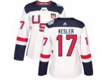 Women Adidas Team USA #17 Ryan Kesler Premier White Home 2016 World Cup Hockey Jersey