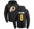 Washington Redskins #8 Case Keenum Black Name & Number Logo Pullover Hoodie