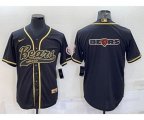 Chicago Bears Black Gold Team Big Logo With Patch Cool Base Stitched Baseball Jersey
