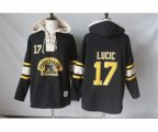 Boston Bruins #17 Milan Lucic Black Sawyer Hooded Sweatshirt Stitched NHL Jersey