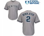 New York Yankees #2 Derek Jeter Replica Grey Road Baseball Jersey