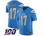 Los Angeles Chargers #17 Philip Rivers Electric Blue Alternate Vapor Untouchable Limited Player 100th Season Football Jersey