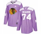 Chicago Blackhawks #74 Nicolas Beaudin Authentic Purple Fights Cancer Practice NHL Jersey