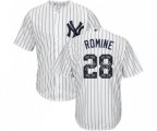 New York Yankees #28 Austin Romine Authentic White Team Logo Fashion MLB Jersey