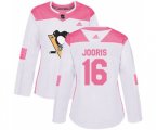 Women Adidas Pittsburgh Penguins #16 Josh Jooris Authentic White Pink Fashion NHL Jersey
