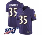 Baltimore Ravens #35 Gus Edwards Purple Team Color Vapor Untouchable Limited Player 100th Season Football Jersey