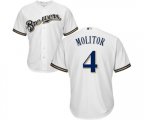 Milwaukee Brewers #4 Paul Molitor Replica White Home Cool Base Baseball Jersey