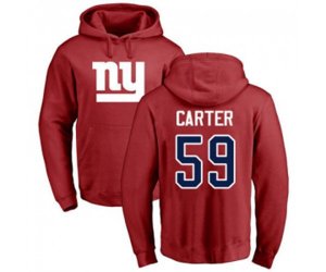 New York Giants #59 Lorenzo Carter Red Name & Number Logo Pullover Hoodie