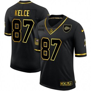 Kansas City Chiefs #87 Travis Kelce Olive Gold Nike 2020 Salute To Service Limited Jersey