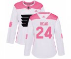 Women Adidas Philadelphia Flyers #24 Matt Read Authentic White Pink Fashion NHL Jersey