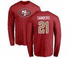 San Francisco 49ers #21 Deion Sanders Red Name & Number Logo Long Sleeve T-Shirt