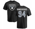 Oakland Raiders #94 Eddie Vanderdoes Black Name & Number Logo T-Shirt