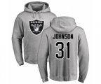 Oakland Raiders #31 Isaiah Johnson Ash Name & Number Logo Pullover Hoodie