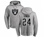 Oakland Raiders #24 Marshawn Lynch Ash Name & Number Logo Pullover Hoodie