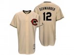 Mitchell And Ness Chicago Cubs #12 Kyle Schwarber Cream Throwback Stitched MLB Jersey