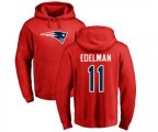 New England Patriots #11 Julian Edelman Red Name & Number Logo Pullover Hoodie