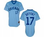 Chicago Cubs #17 Kris Bryant Authentic Blue White Strip Cooperstown Throwback Baseball Jersey