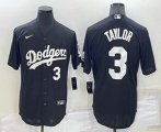 Los Angeles Dodgers #3 Chris Taylor Number Black Turn Back The Clock Stitched Cool Base Jersey