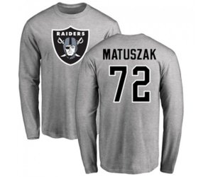 Oakland Raiders #72 John Matuszak Ash Name & Number Logo Long Sleeve T-Shirt