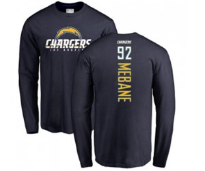 Los Angeles Chargers #92 Brandon Mebane Navy Blue Backer Long Sleeve T-Shirt