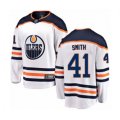 Edmonton Oilers #41 Mike Smith Authentic White Away Fanatics Branded Breakaway Hockey Jersey