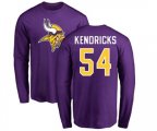 Minnesota Vikings #54 Eric Kendricks Purple Name & Number Logo Long Sleeve T-Shirt