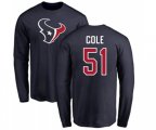 Houston Texans #51 Dylan Cole Navy Blue Name & Number Logo Long Sleeve T-Shirt