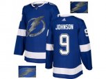 Tampa Bay Lightning #9 Tyler Johnson Blue Home Authentic Fashion Gold Stitched NHL Jersey