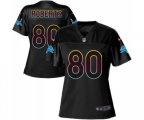 Women Detroit Lions #80 Michael Roberts Game Black Fashion Football Jersey