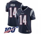 New England Patriots #14 Steve Grogan Navy Blue Team Color Vapor Untouchable Limited Player 100th Season Football Jersey