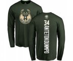 Milwaukee Bucks #34 Giannis Antetokounmpo Green Backer Long Sleeve T-Shirt