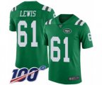New York Jets #61 Alex Lewis Limited Green Rush Vapor Untouchable 100th Season Football Jersey