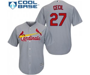 St. Louis Cardinals #27 Brett Cecil Replica Grey Road Cool Base Baseball Jersey