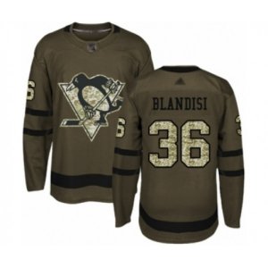 Pittsburgh Penguins #36 Joseph Blandisi Authentic Green Salute to Service Hockey Jersey