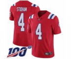 New England Patriots #4 Jarrett Stidham Red Alternate Vapor Untouchable Limited Player 100th Season Football Jersey