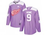 Detroit Red Wings #9 Gordie Howe Purple Authentic Fights Cancer Stitched NHL Jersey