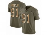 New England Patriots #91 Deatrich Wise Jr Limited Olive Gold 2017 Salute to Service NFL Jersey