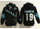 Women San Jose Sharks #19 Joe Thornton Black Old Time Heidi Hoodie NHL Hoodie
