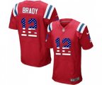 New England Patriots #12 Tom Brady Elite Red Alternate USA Flag Fashion Football Jersey