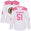 Women Boston Bruins #51 Ryan Spooner Authentic White Pink Fashion NHL Jersey