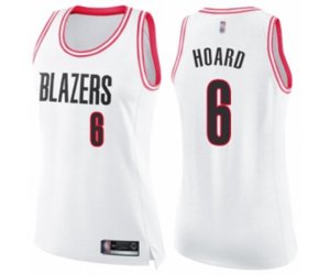 Women\'s Portland Trail Blazers #6 Jaylen Hoard Swingman White Pink Fashion Basketball Jersey