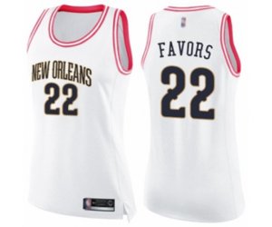 Women\'s New Orleans Pelicans #22 Derrick Favors Swingman White Pink Fashion Basketball Jersey