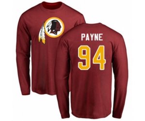 Washington Redskins #94 Da\'Ron Payne Maroon Name & Number Logo Long Sleeve T-Shirt